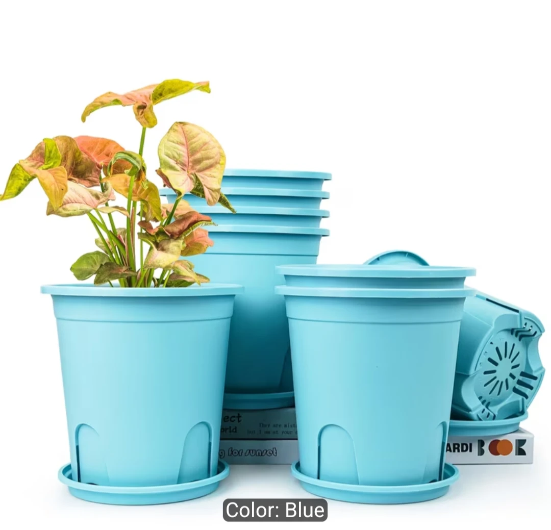 Blue Root Control Flower Pot with Saucer