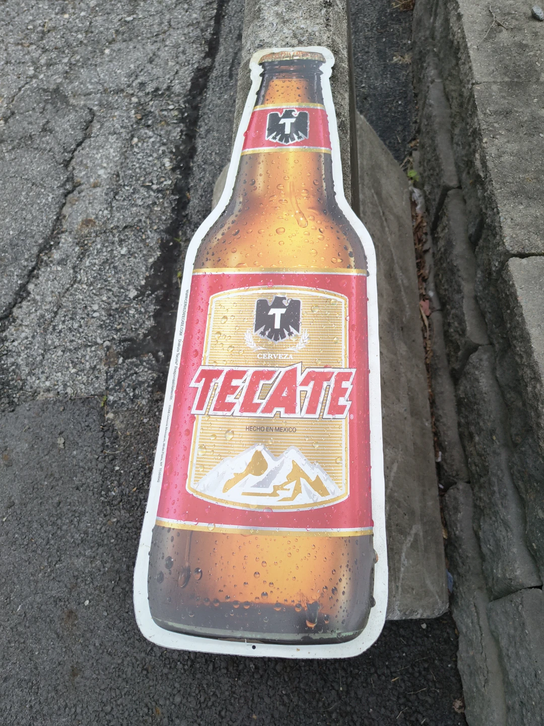 Tecate bottle metal sign
