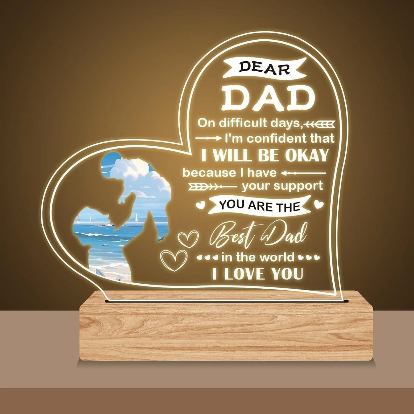 Dear Dad LED Heart Lamp