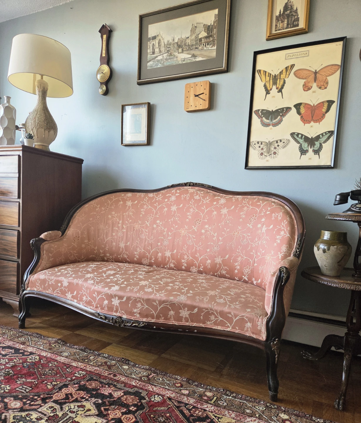 Antique Mahogany & Brass Frame Victorian Settee - photo 2
