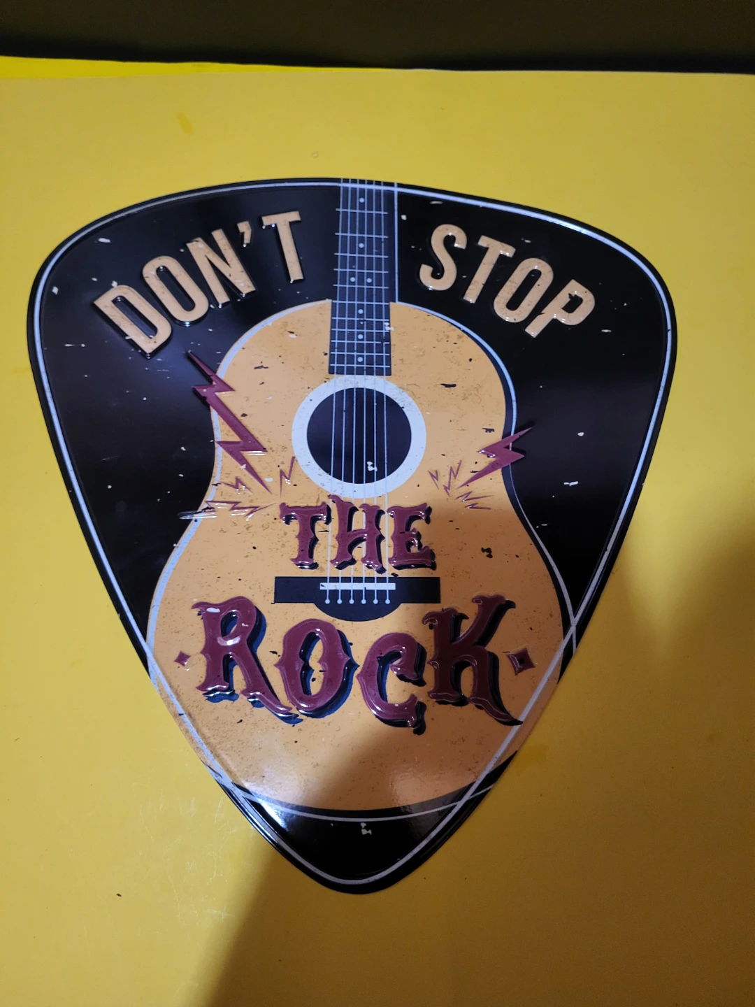 Don't Stop The Rock Guitar Tin Sign