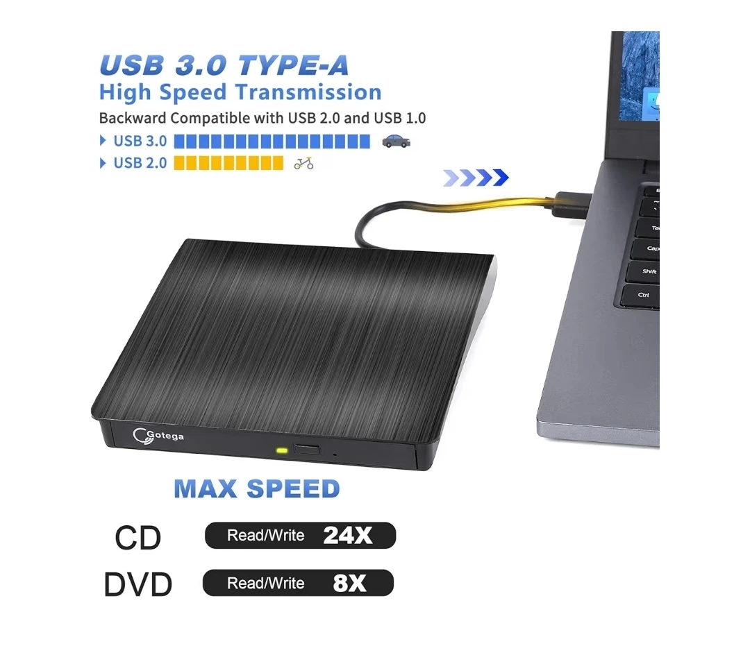 External DVD Drive, USB 3.0 Portable +/-RW, DVD Player - photo 5