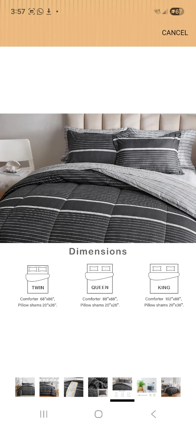Dark Gray Striped Comforter Set - Queen set - photo 5