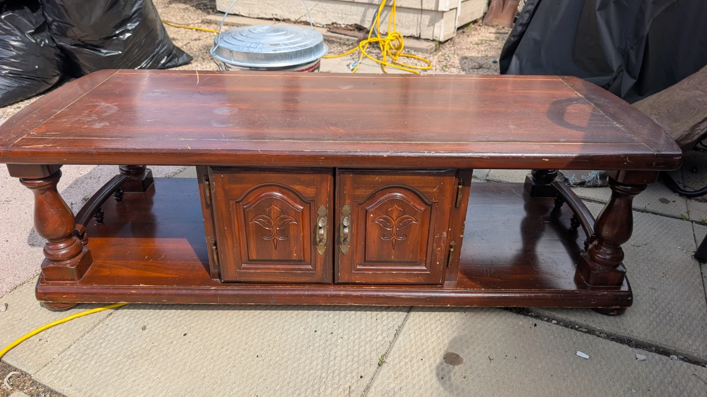 Wooden Coffee Table with Cabinet Storage