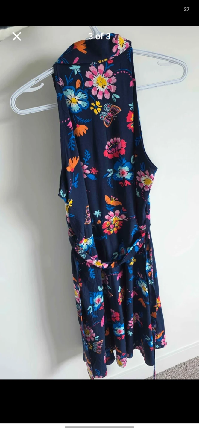 Navy Floral Butterfly Sleeveless Dress - photo 3