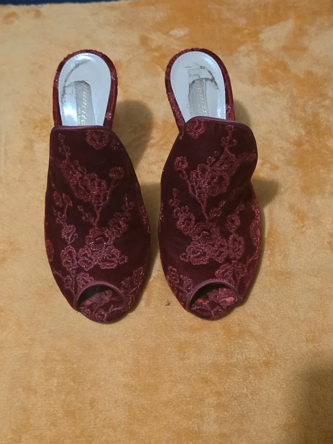 Gianvito Rossi Red Velvet Heeled Mules Size 37