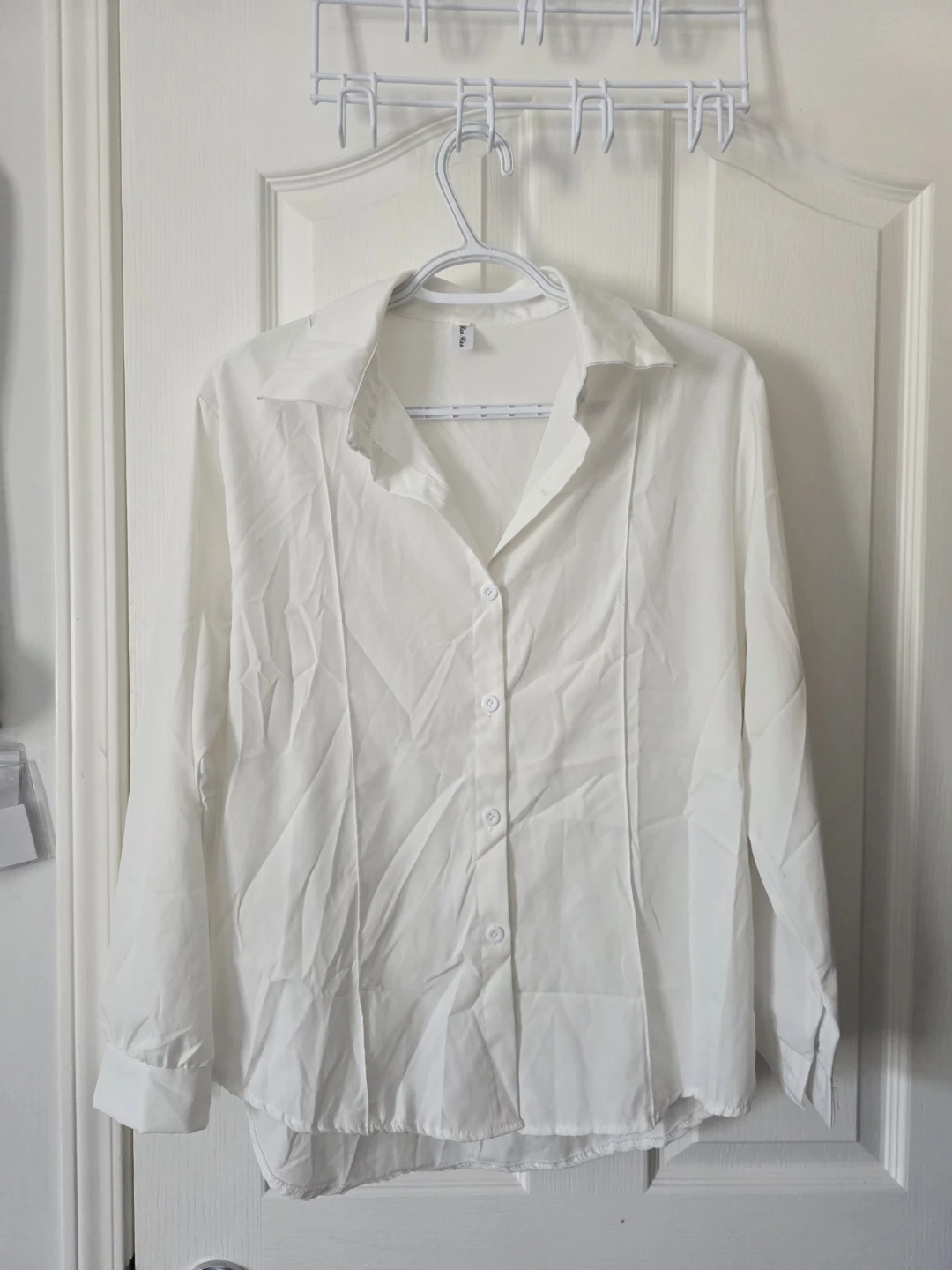 White Long-Sleeve Button-Up Shirt