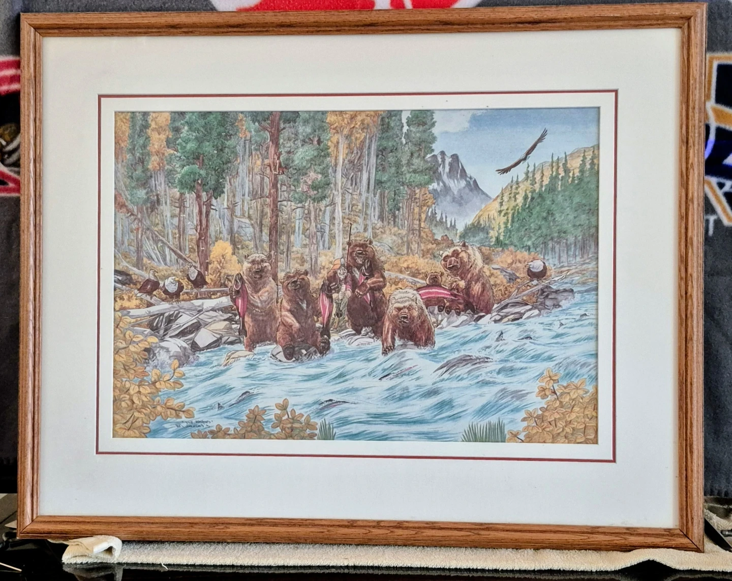 Framed Art Print - Bears in River and Hockey Sceneprints - photo 2