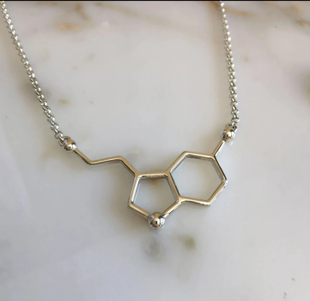 Silver Serotonin Molecule Necklace