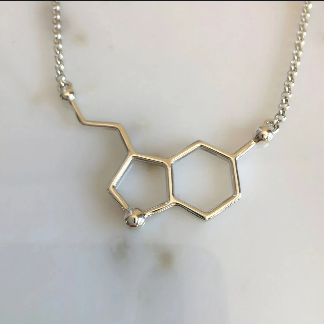 Silver Serotonin Molecule Necklace - photo 2