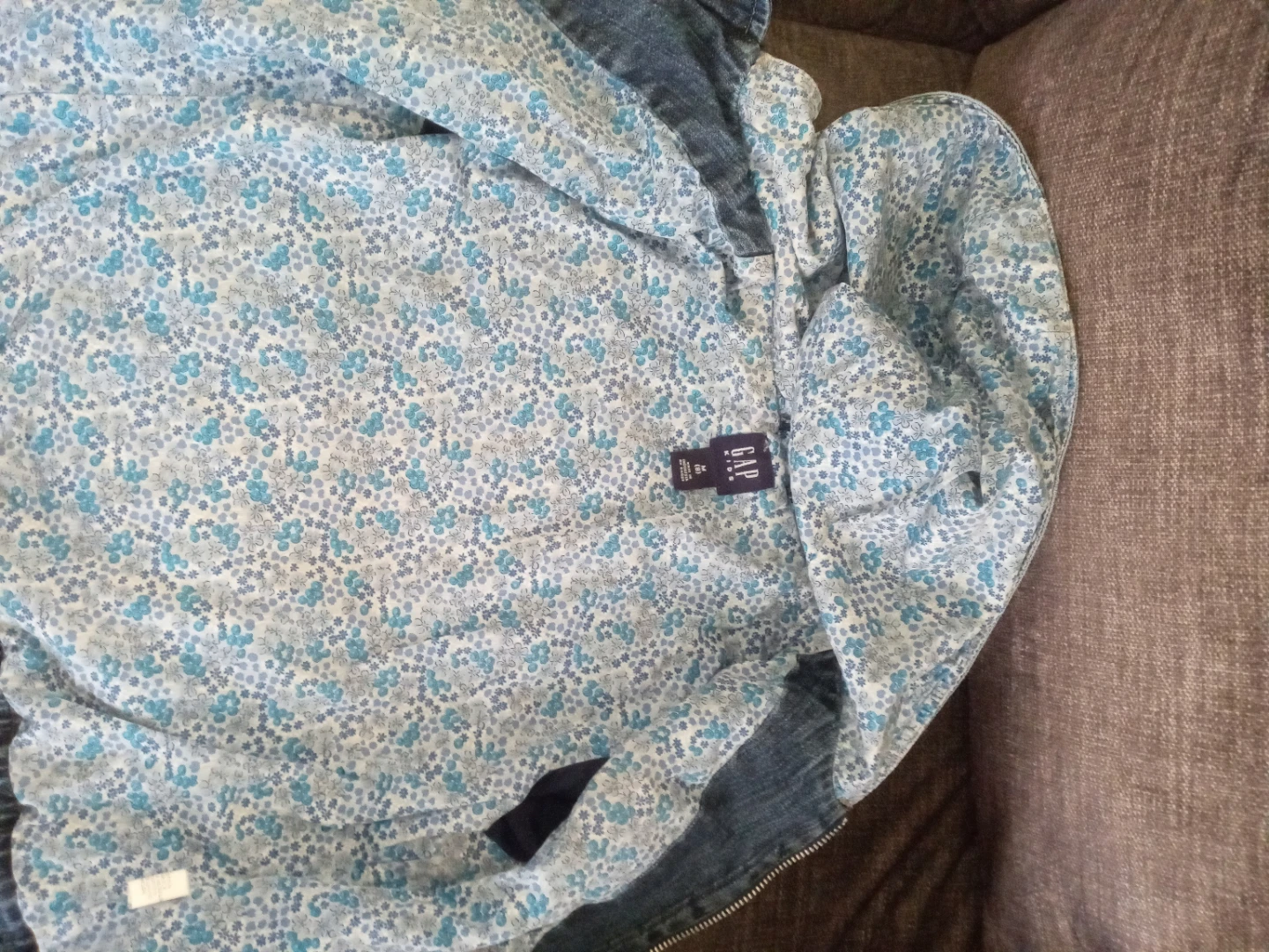 GAP Kids Denim Jacket with Floral Hood - photo 3
