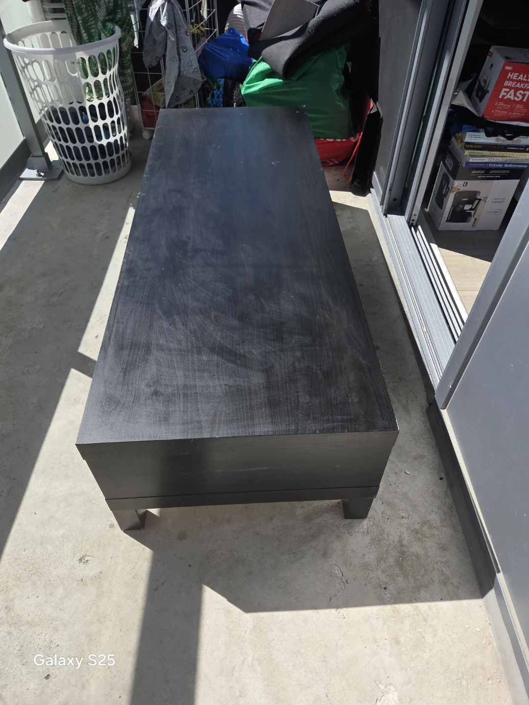 Black Wooden Storage Bench - photo 5