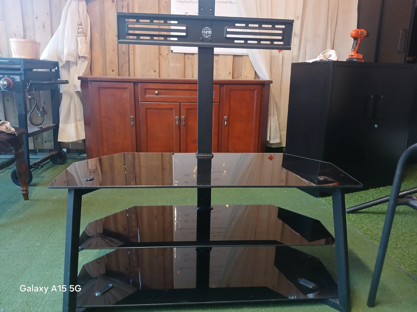 Black Glass TV Stand with Mount