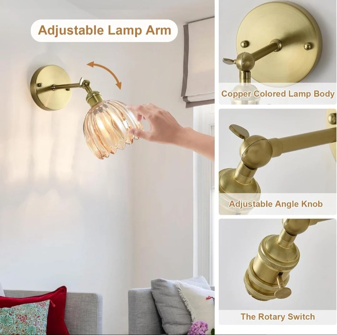 Wall Sconce Lamp with Tulip Flower Shade - photo 2