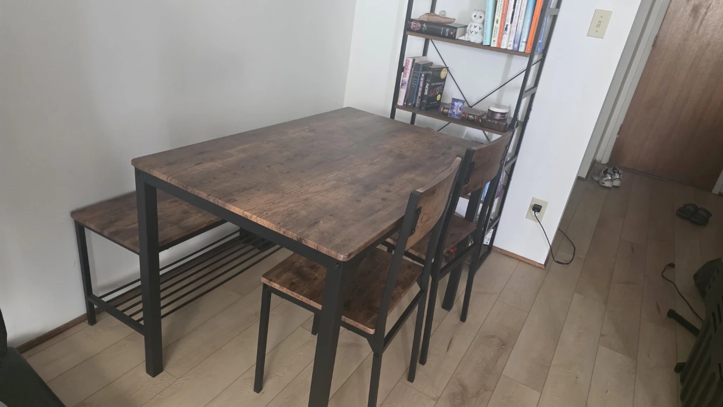 Wood Dining Table Set with Bench and Chairs - photo 2