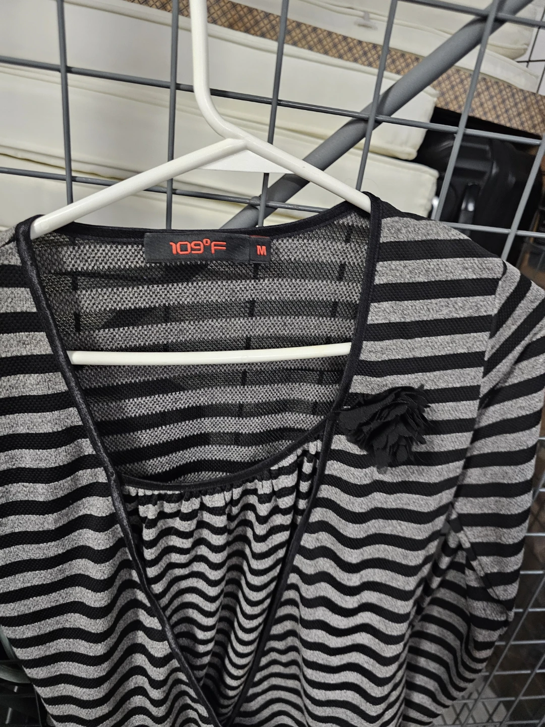 109°F Striped Long Sleeve Top with Flower Accent - photo 2