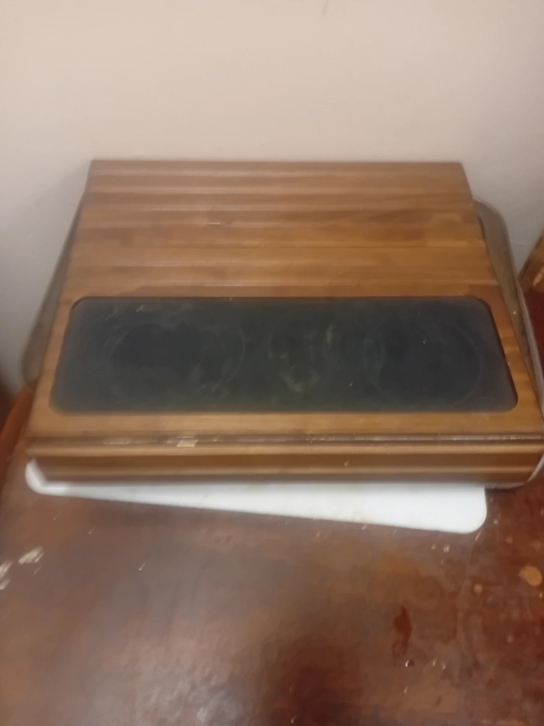 Vintage wooden electric fondue pot