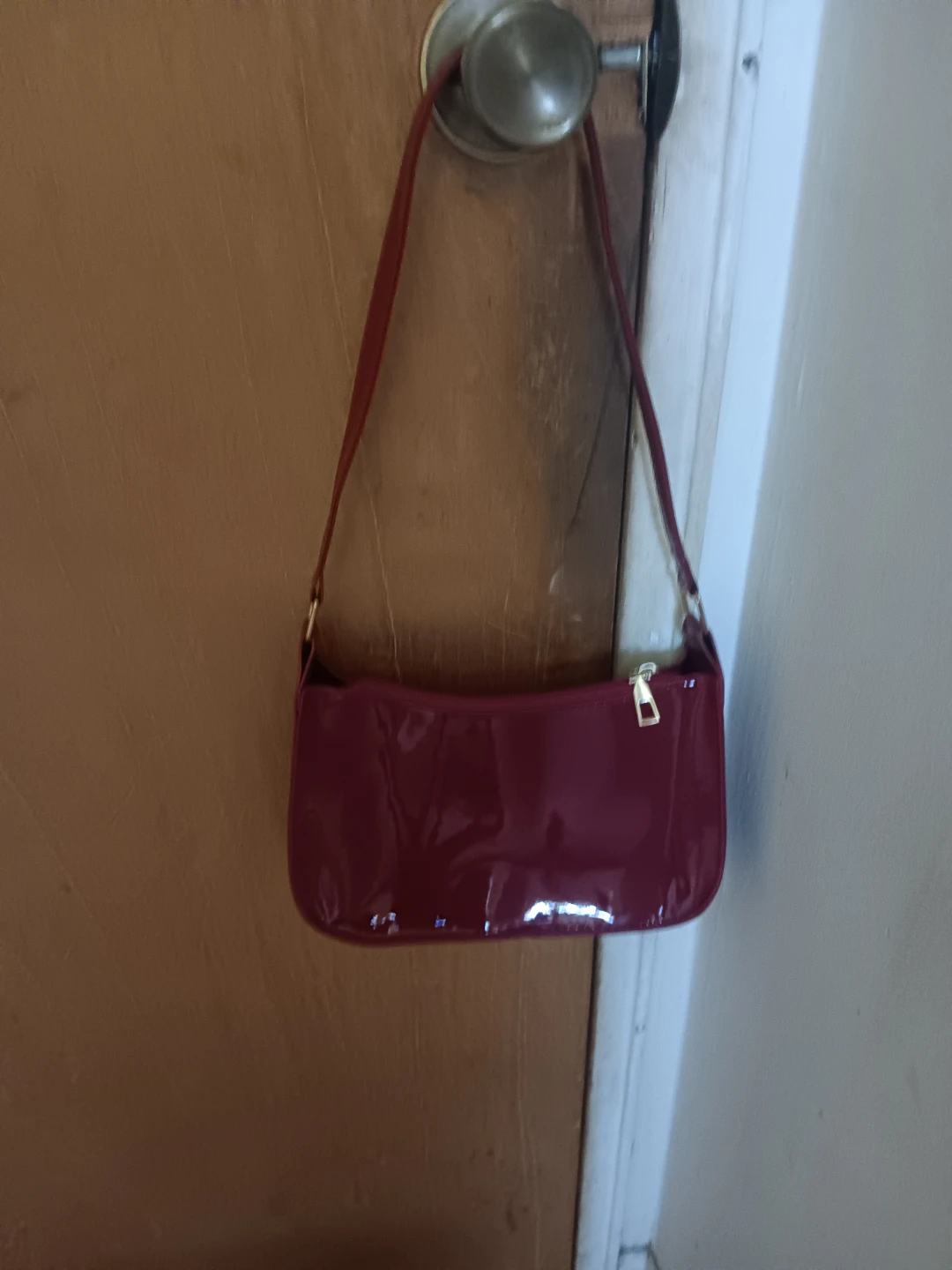 Glossy Red Shoulder Bag