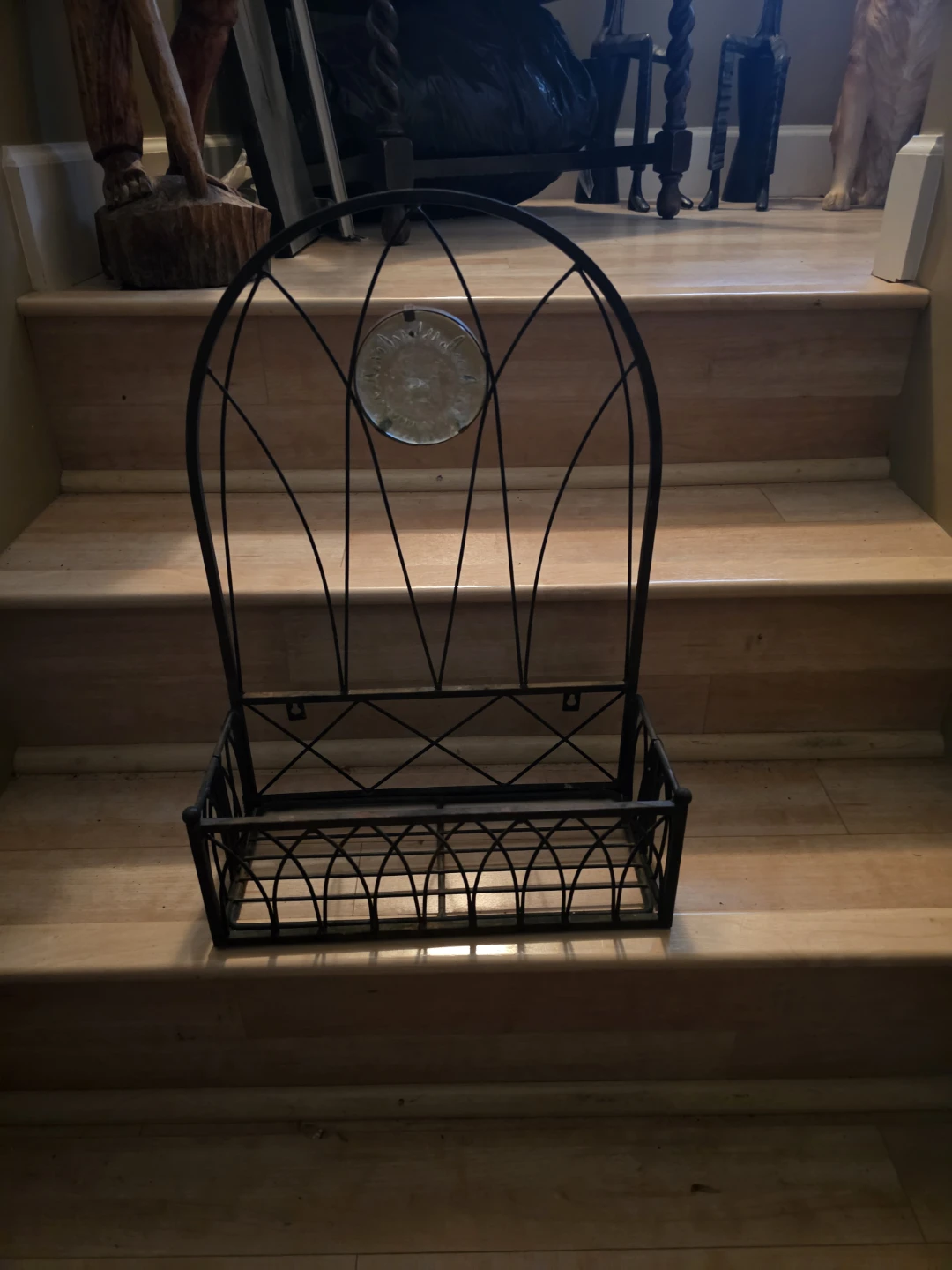 Decorative Metal Wall Shelf with Sun Accent
