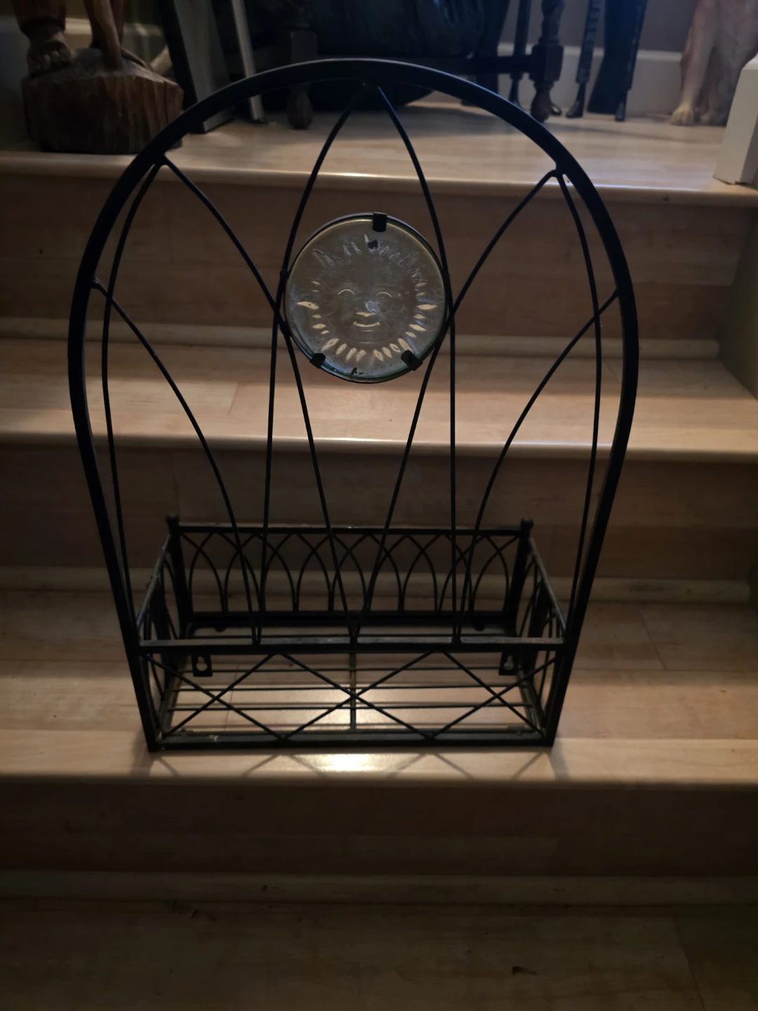 Decorative Metal Wall Shelf with Sun Accent - photo 4