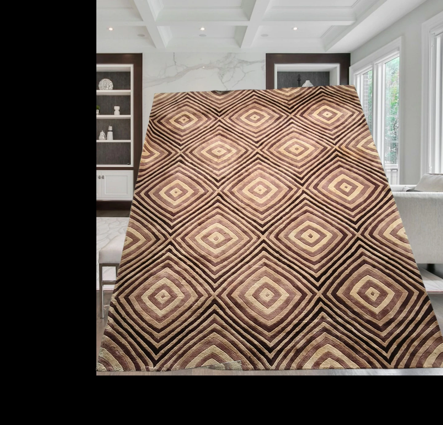 Brown Geometric Pattern Rug