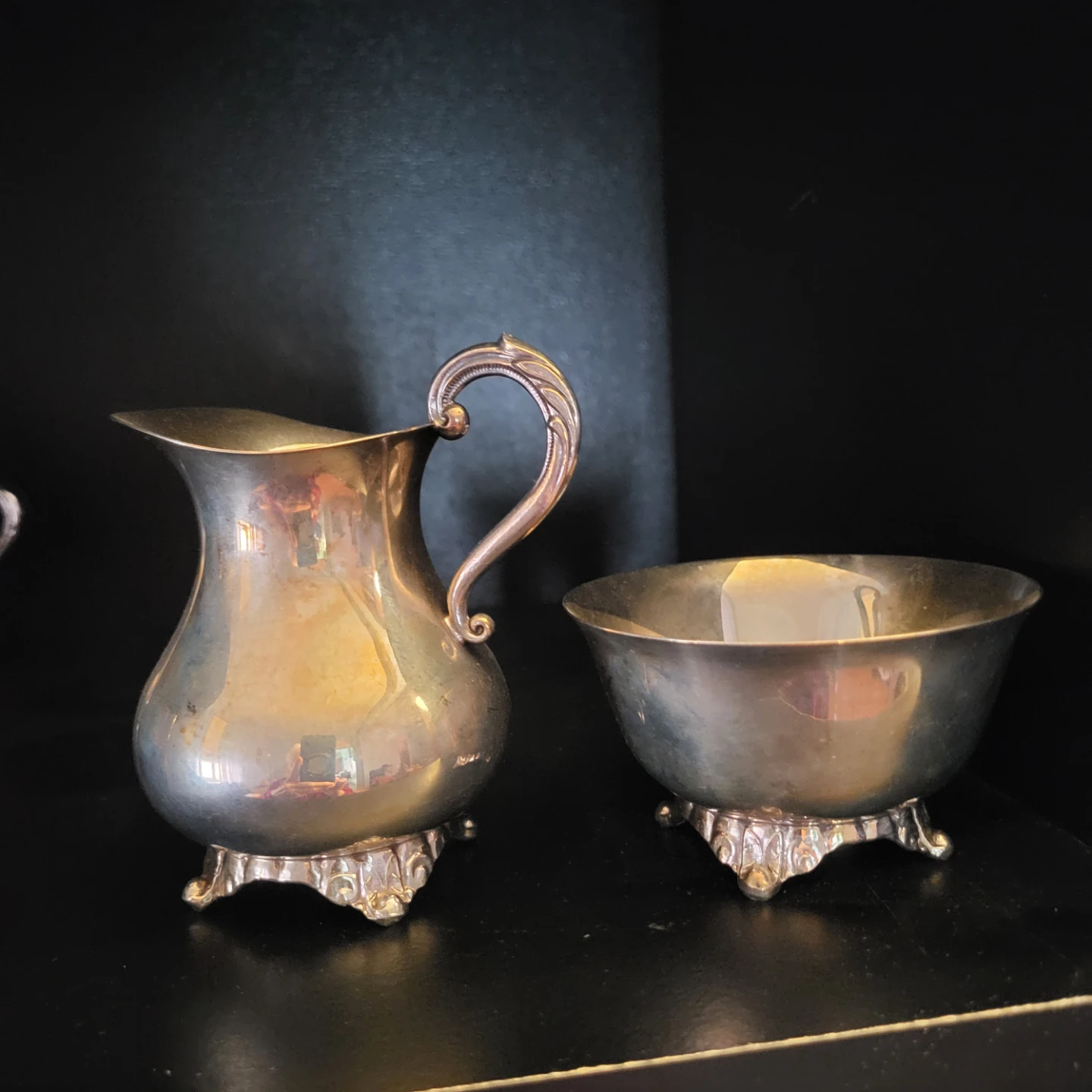 Vintage Silver Plated Creamer and Sugar Bowl Set