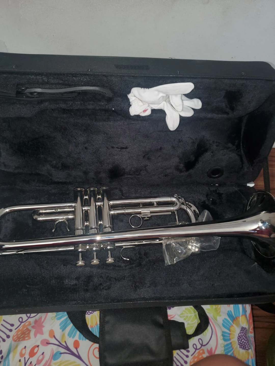 Silver Trumpet with Case and Gloves