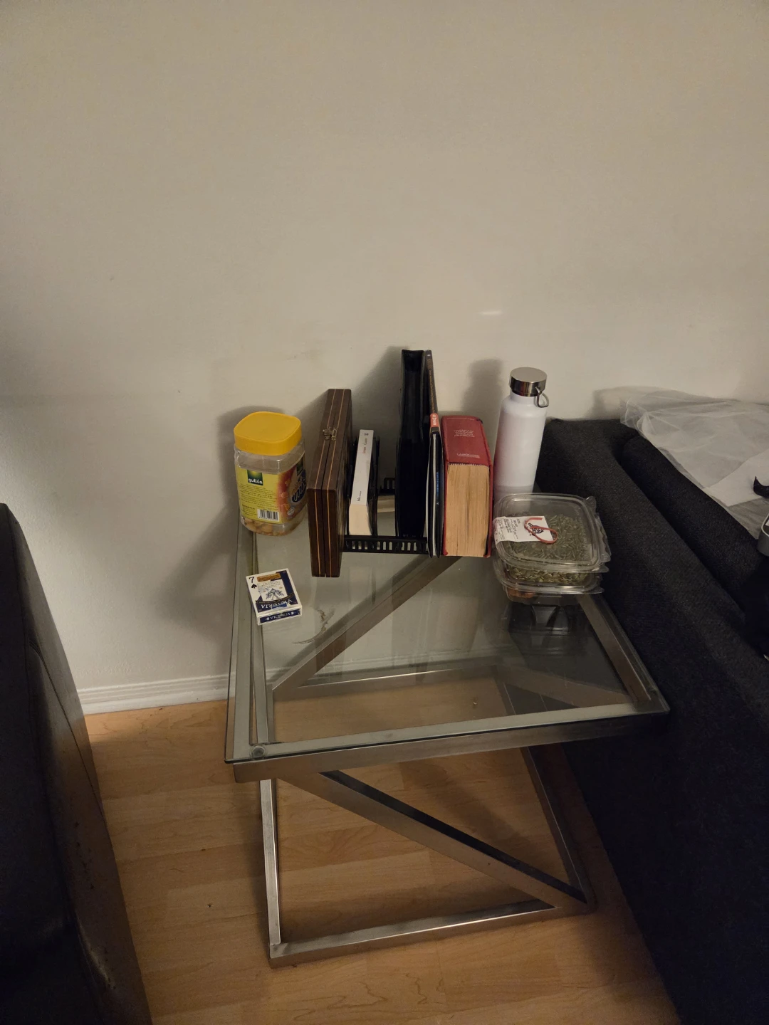 Glass and Metal End Table