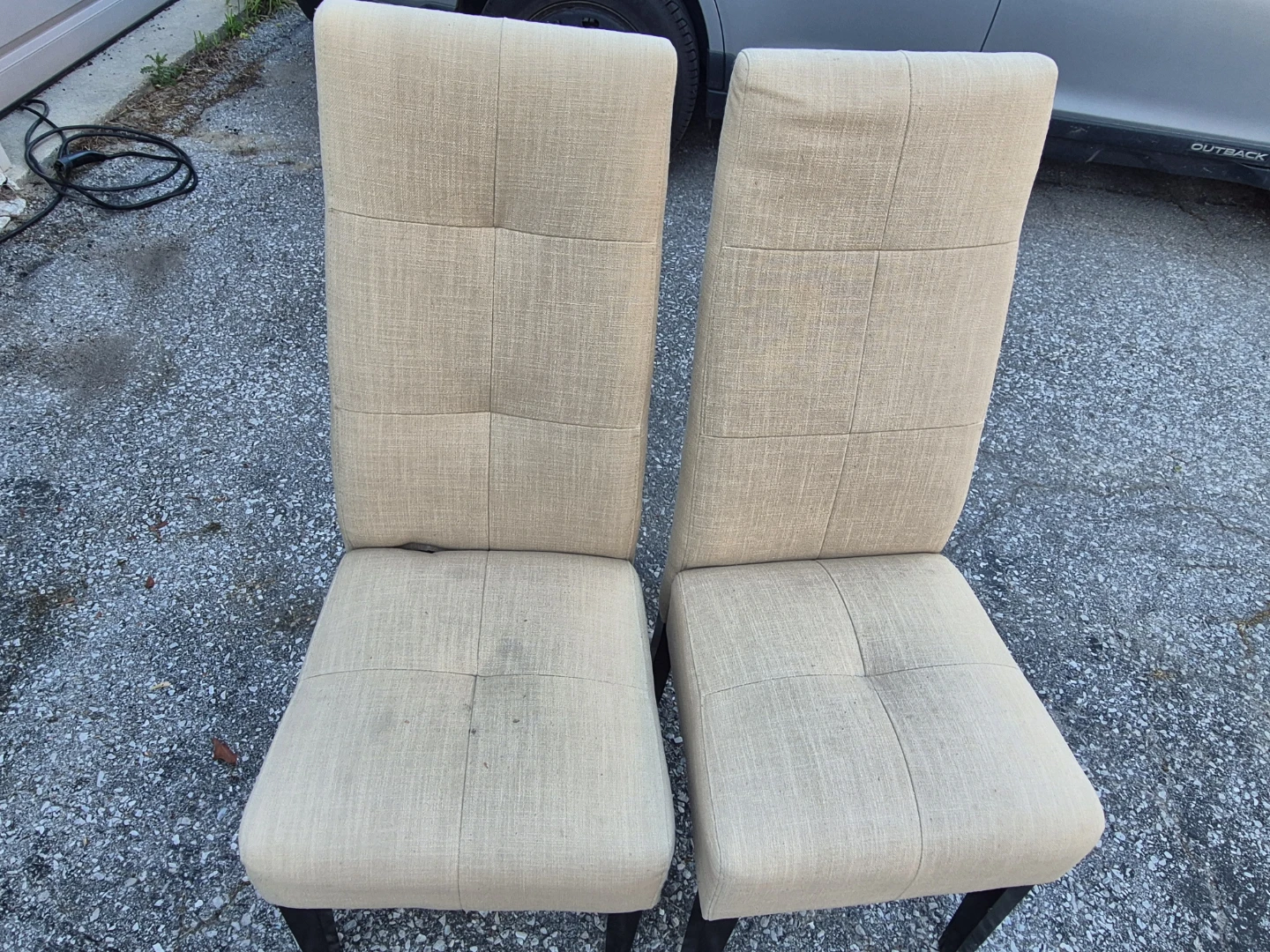 Set of 2 beige upholstered dining chairs