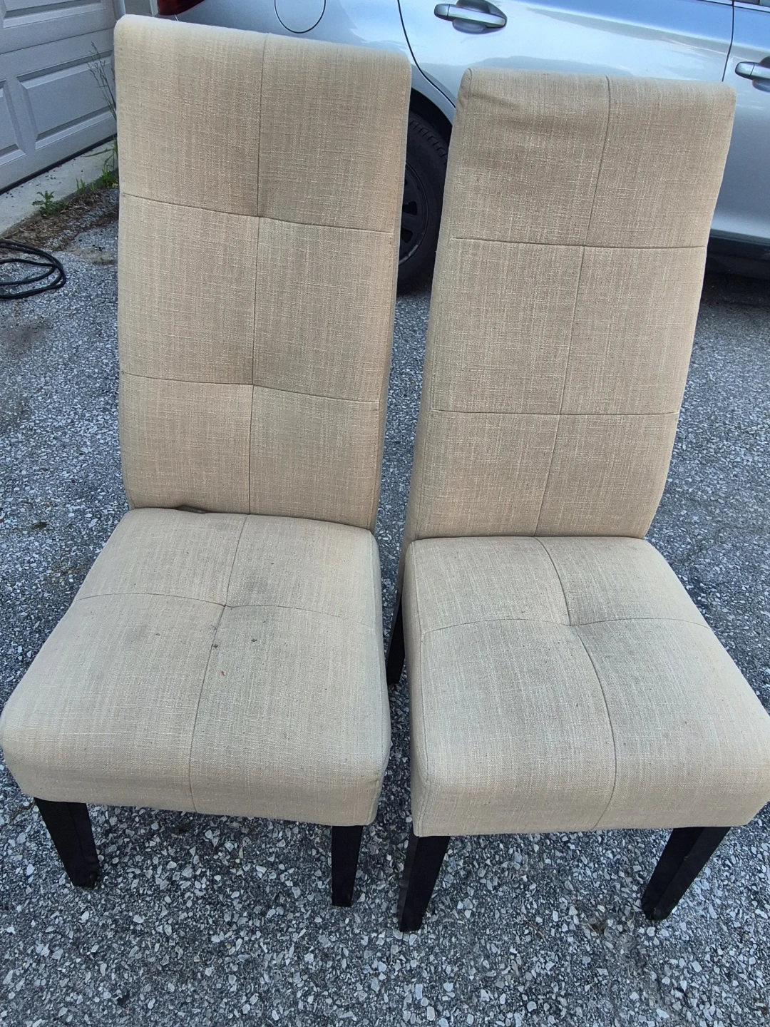 Set of 2 beige upholstered dining chairs - photo 2