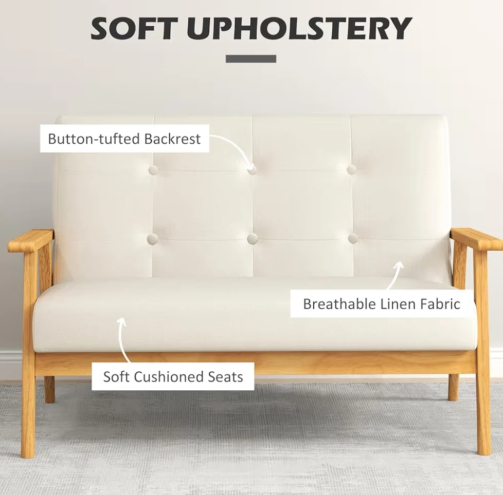 HOMCOM 45" Loveseat Sofa (Beige) - photo 3