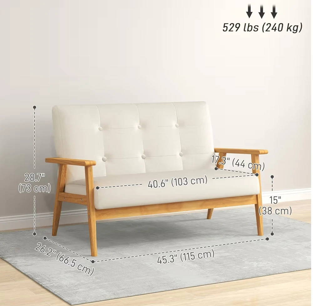 HOMCOM 45" Loveseat Sofa (Beige) - photo 4