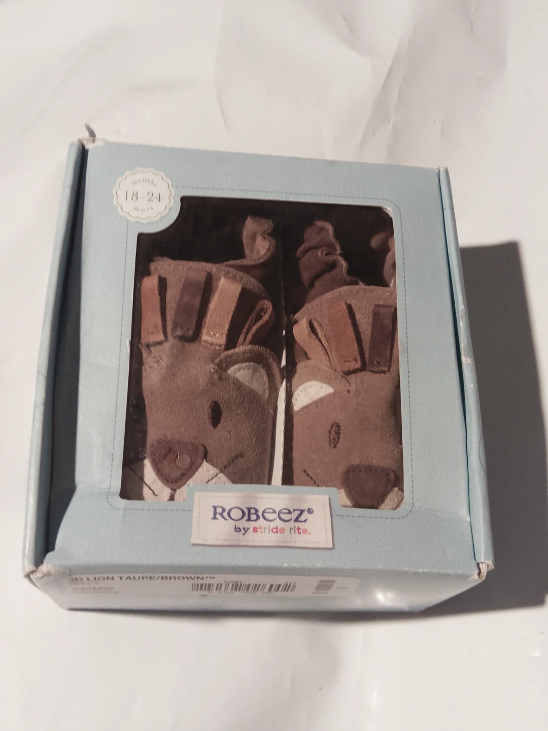 Robeez 3D Lion Taupe/Brown Crib Shoes size 18-24  months