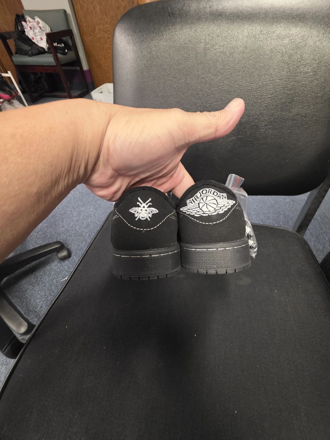 Jordan 1 Low "Phantom" Black Suede Sneakers - photo 3