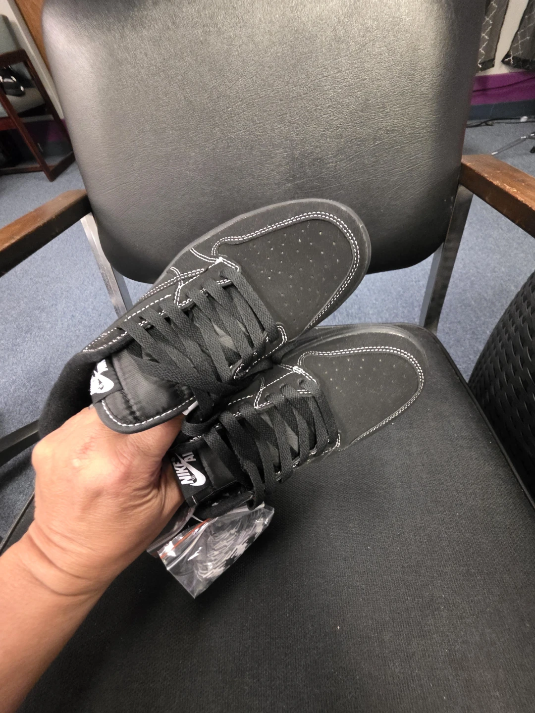 Jordan 1 Low "Phantom" Black Suede Sneakers - photo 5