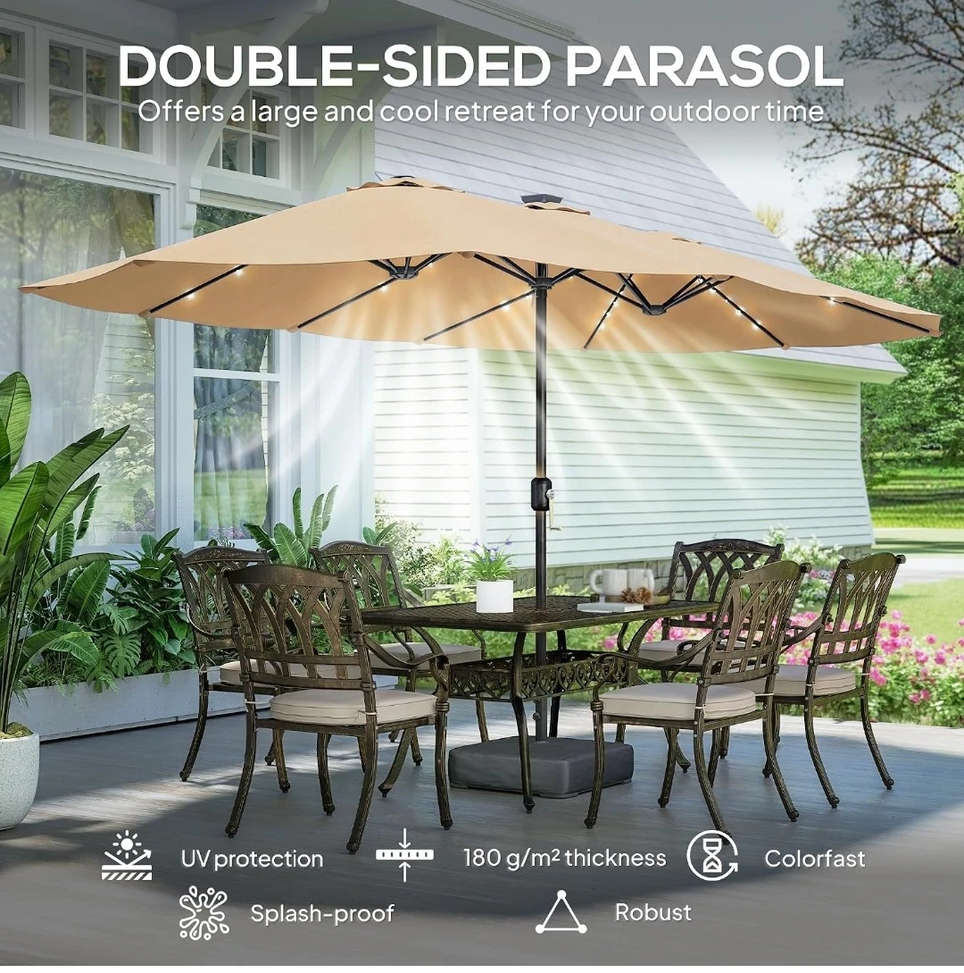 Double-Sided Patio Umbrella with Cross Base