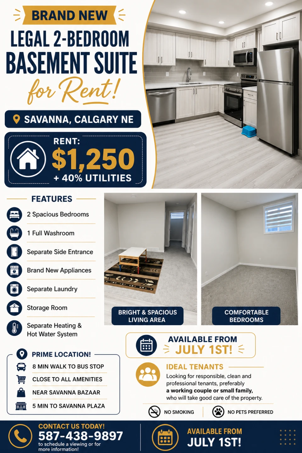 Brand new 2 bedroom basement for rent - photo 2