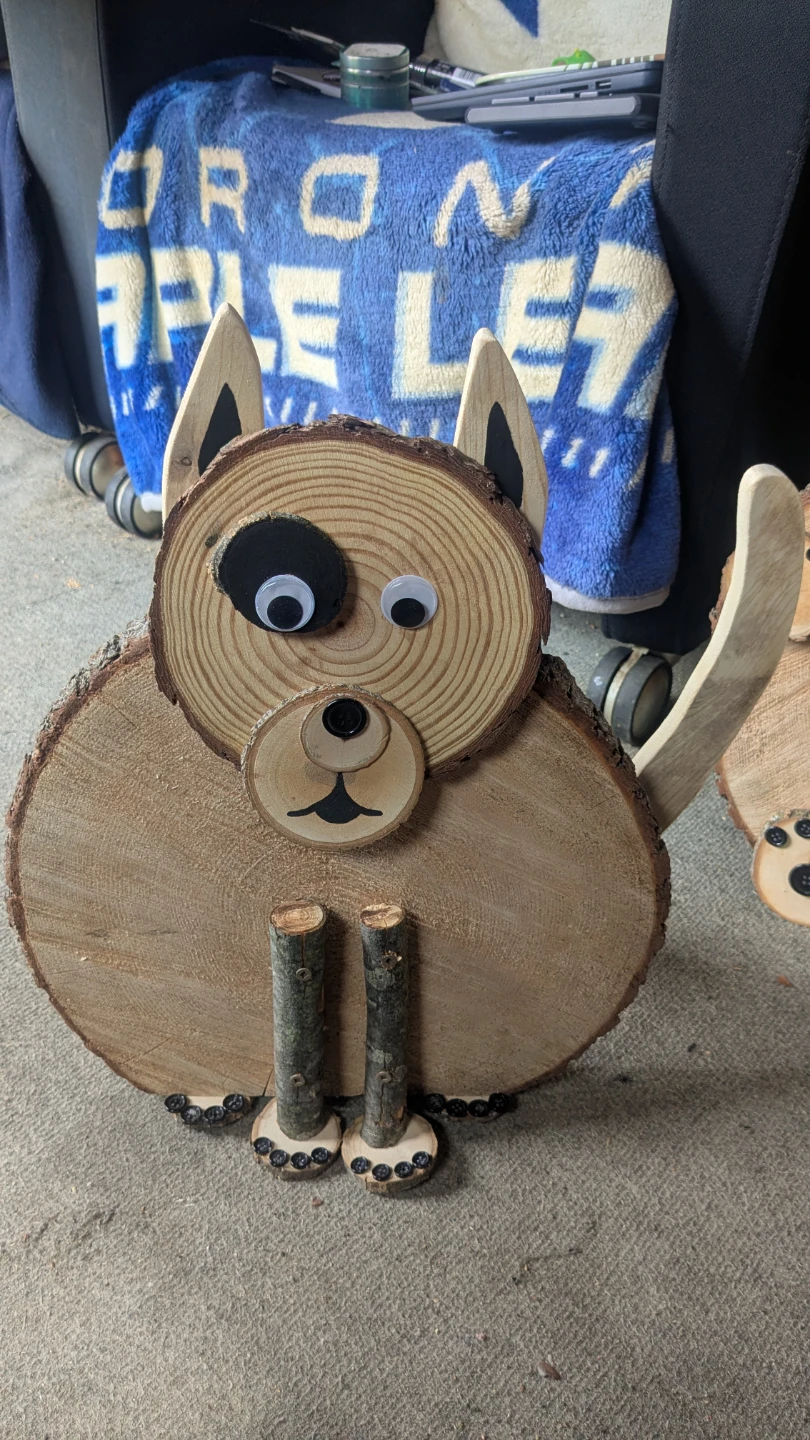 Handmade Wood Slice Dog Decoration