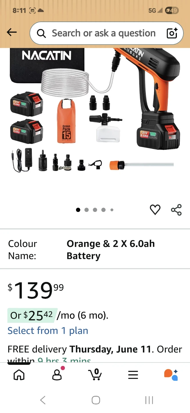 Cordless 21V Pressure Washer with 2 x 6.0Ah Batteries - photo 4
