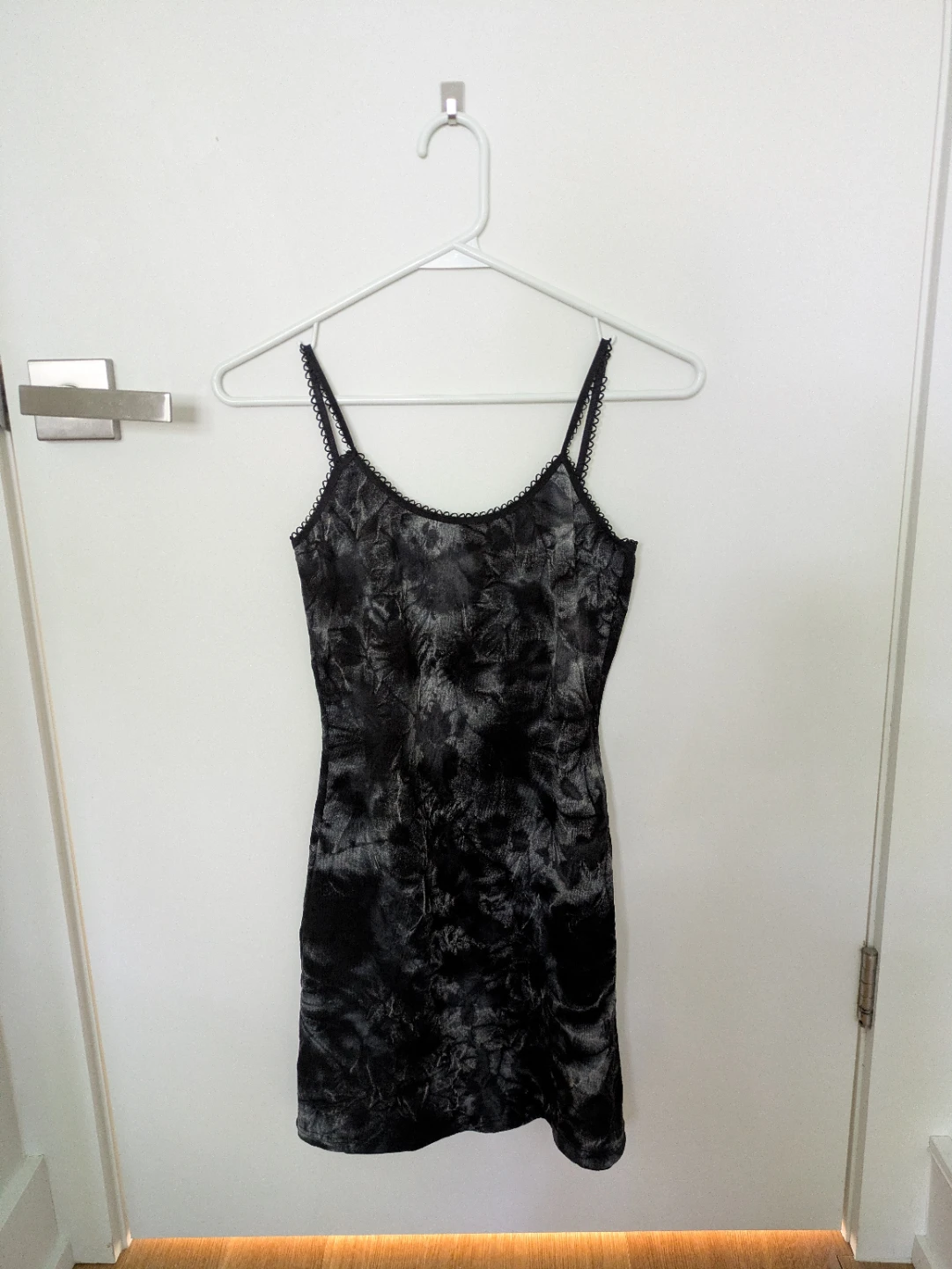 Black Tie-Dye Slip Dress