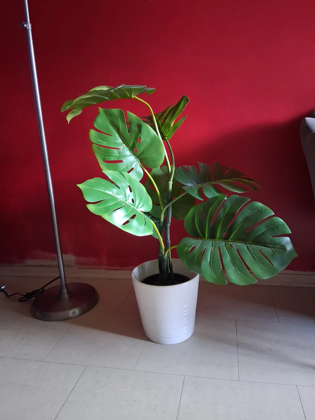 Artificial Monstera Plant in White Pot - photo 2