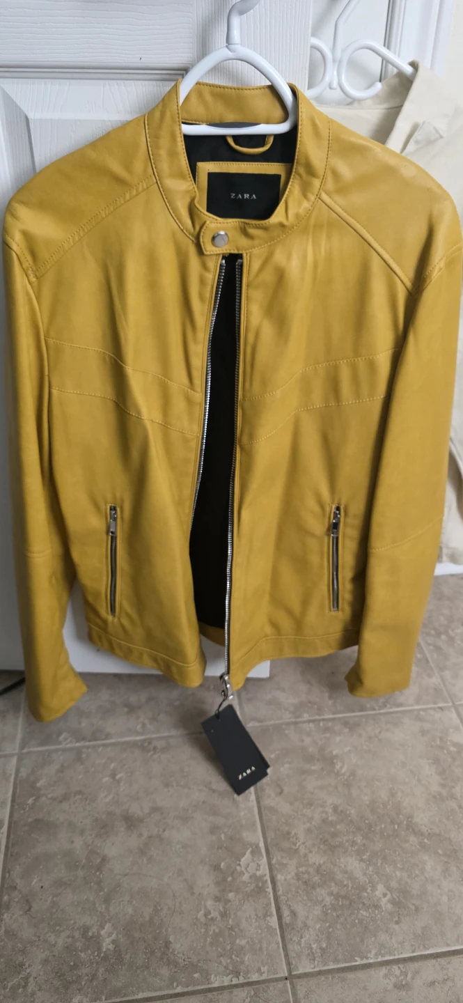 ZARA Yellow Faux Leather Jacket