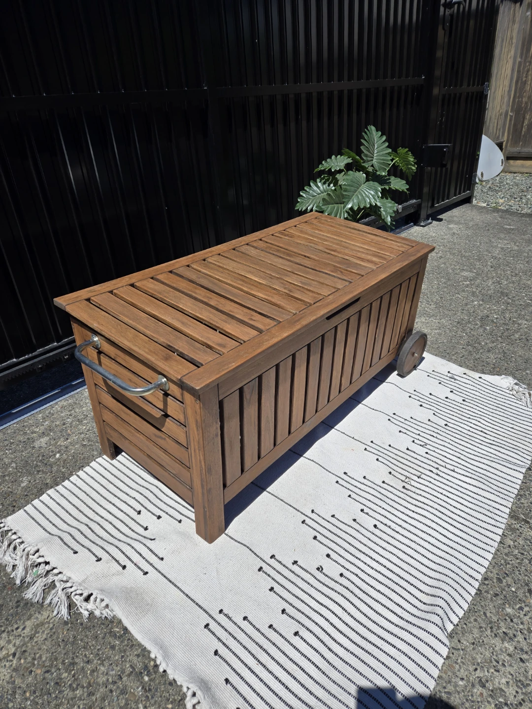 NEW ikea applaro bench outdoor storage table on wheels
