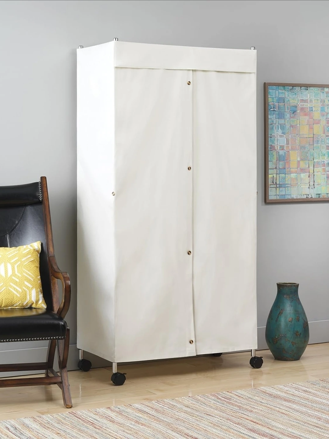 Portable Wardrobe with Wheels and Canvas Cover - photo 2