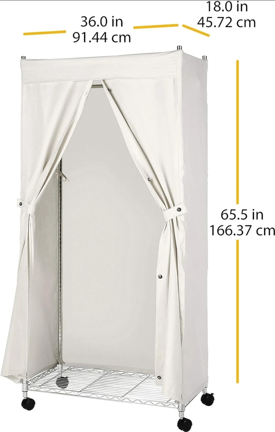 Portable Wardrobe with Wheels and Canvas Cover - photo 3