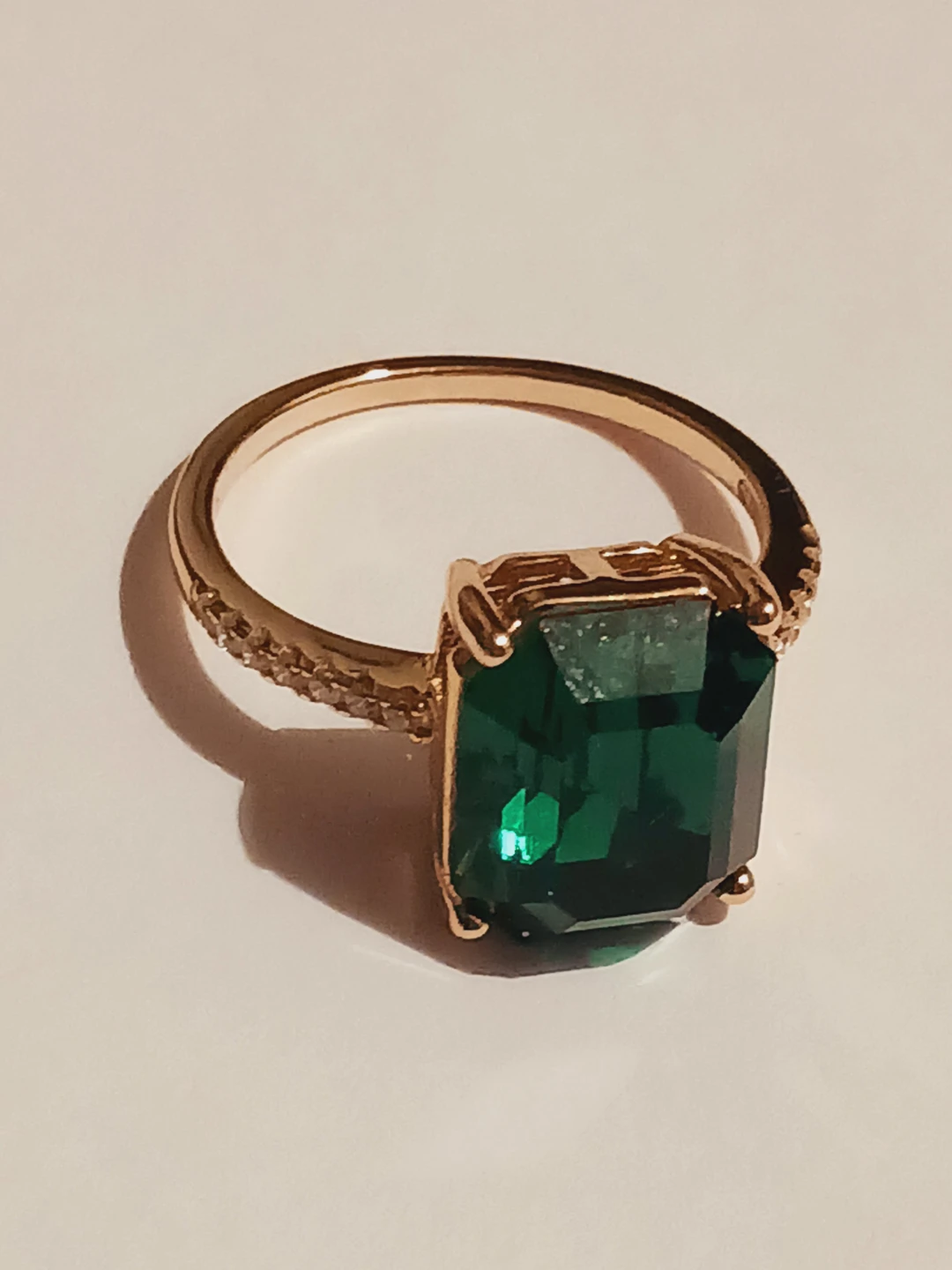 New !! Gold Overlay Sterling Silver 925 Emerald Cut Ring. 8. - photo 4