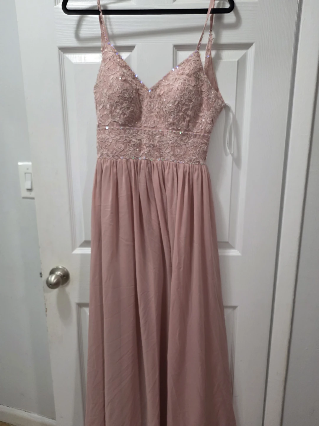JJ's House Pink Lace Sequin Maxi Dress