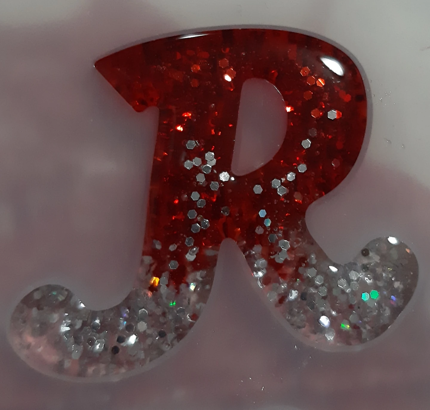 Red Glitter Letter R Keychain