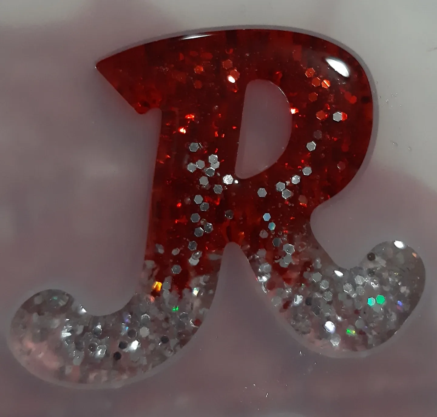 Red Glitter Letter R Keychain