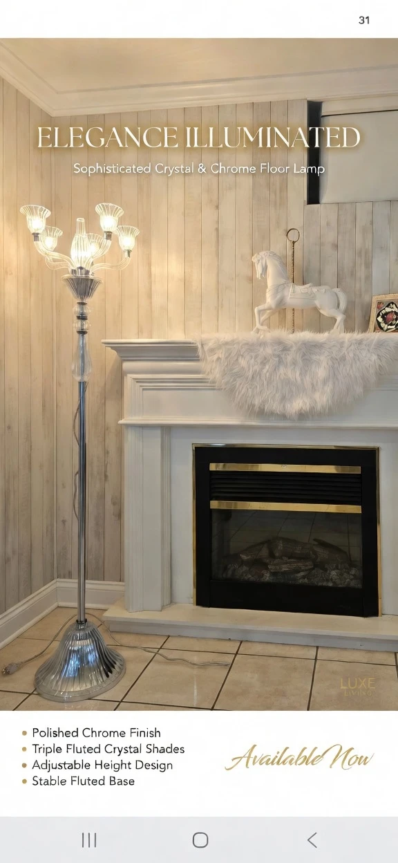 Luxe Crystal Elegance 5-Light Floor Lamp